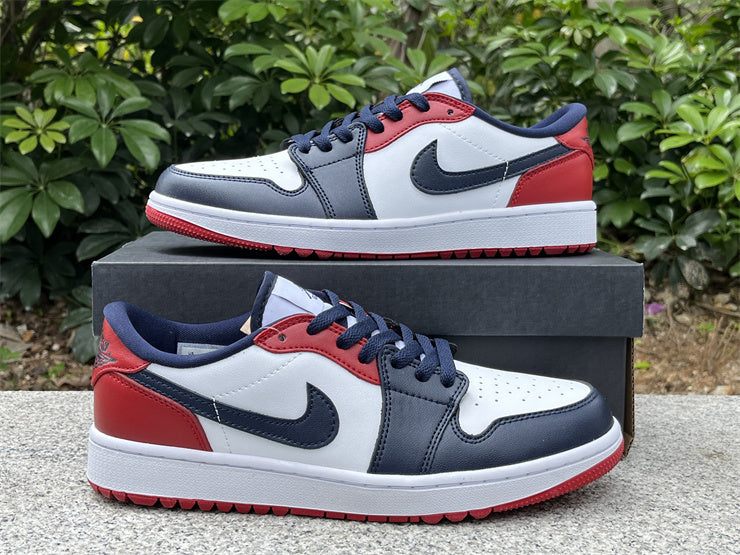 Low Top Golf Shoes, Blue White Red Colorway, Lace Up Design, Casual Gift for Shoe Lovers