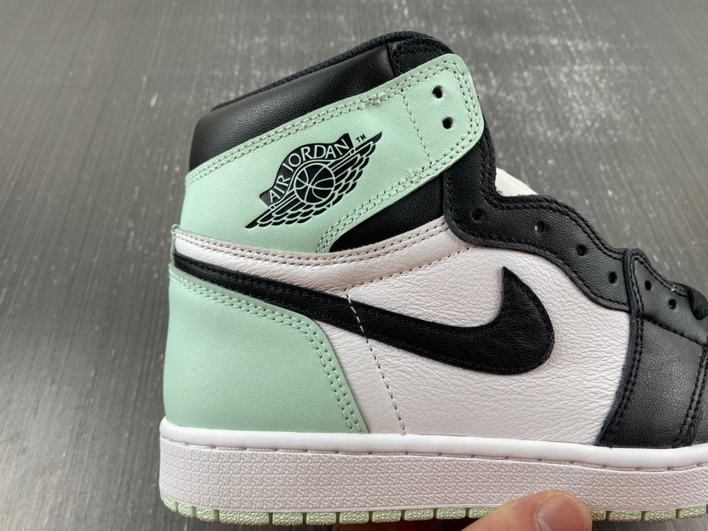 Retro High Top Sneakers, Mint Green Black Colorway, Lace Up Design, Casual Gift for Sneaker Fans