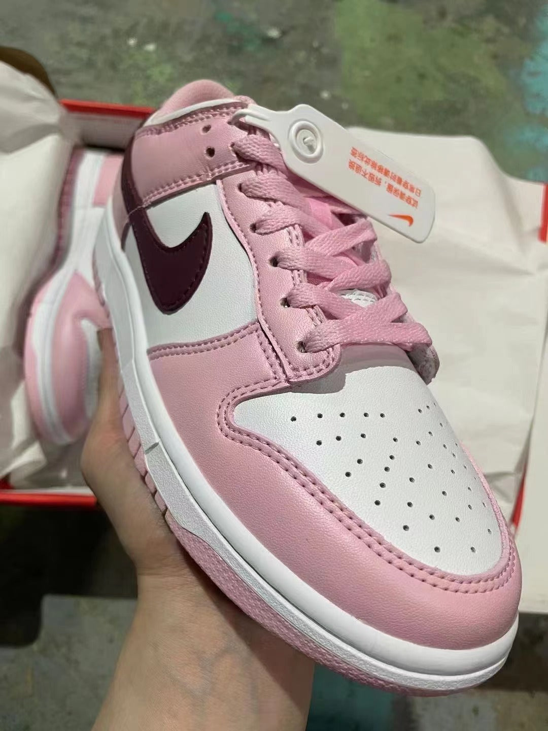 Sneakers, Pink Brown Colorway, Lace Up Design, Casual Gift for Sneaker Fans