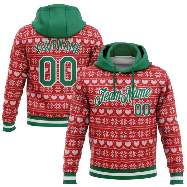 Personalized Name and Number Holiday Hoodie, Custom Christmas Sweater Sports Hoodie, Ugly Sweater Team Fleece Sweatshirt Pres