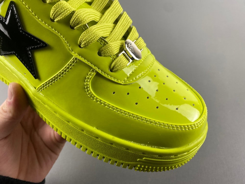 Low Top Sneakers, Neon Green Black Colorway, Lace Up Design, Casual Gift for Sneaker Fans