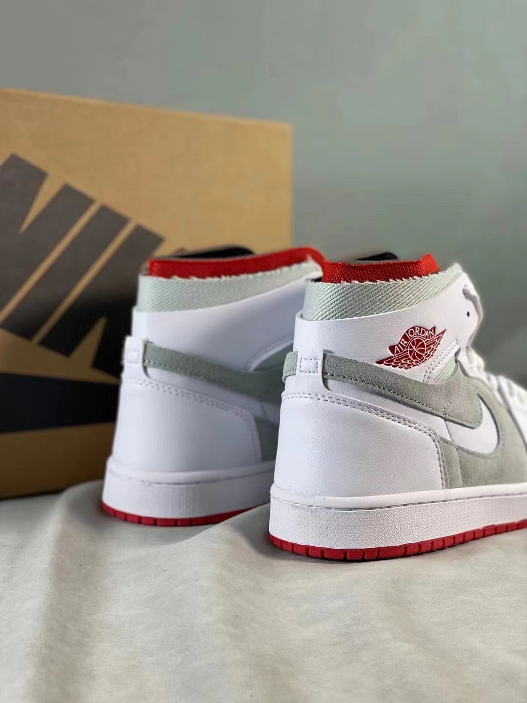 High Top Sneakers, Gray White Colorway, Lace Up Design, Casual Gift for Sneaker Fans