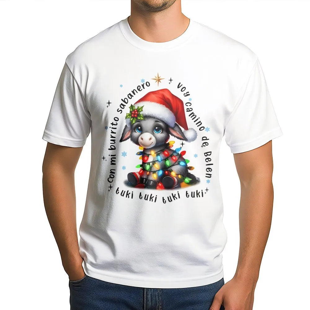Adorable Christmas Donkey Shirt, Mi Burrito Sabanero T-Shirt, Latino Holiday Graphic Tee, Spanish Xmas Carol Tee, Villancicos