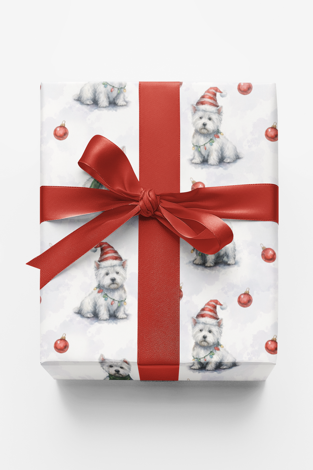 West Highland Terrier Gift Wrap, Westie Christmas Wrapping Paper, Festive Westie Wrapping Paper, Adorable Westie Holiday Gift