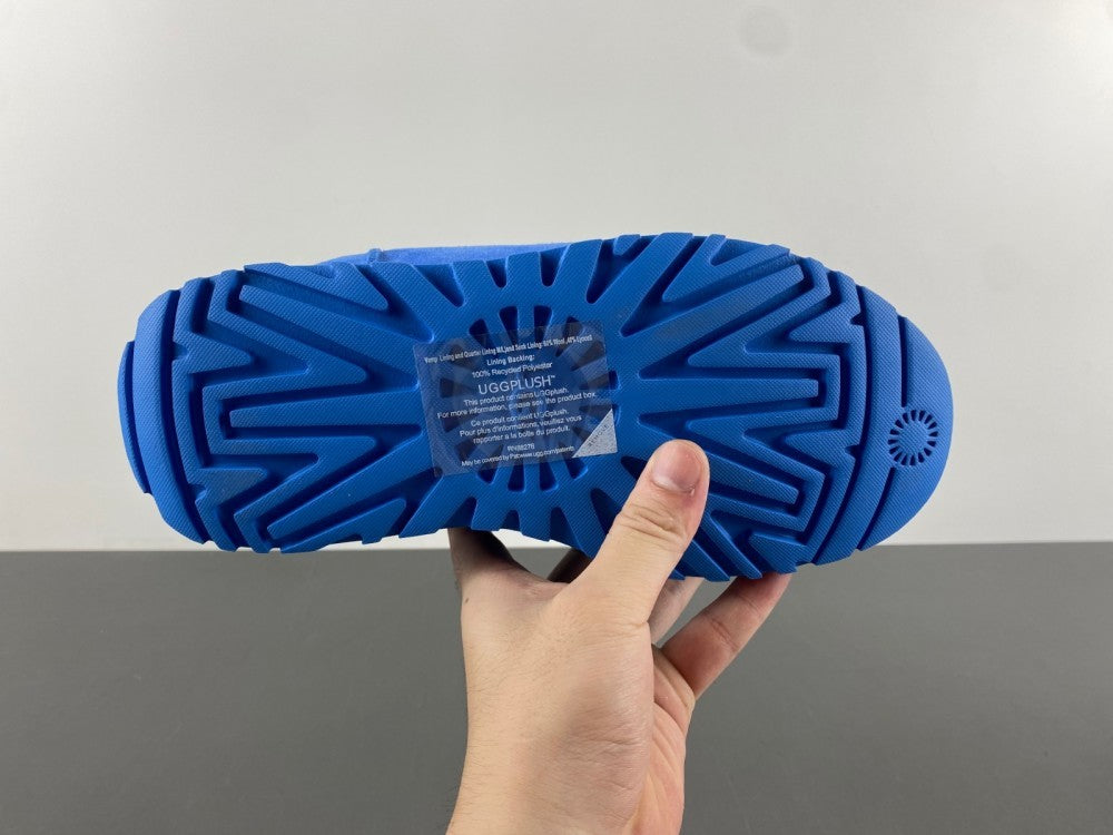 Slides, Blue Colorway, Slip On Design, Wool Detail, Casual Gift for Shoe Lovers