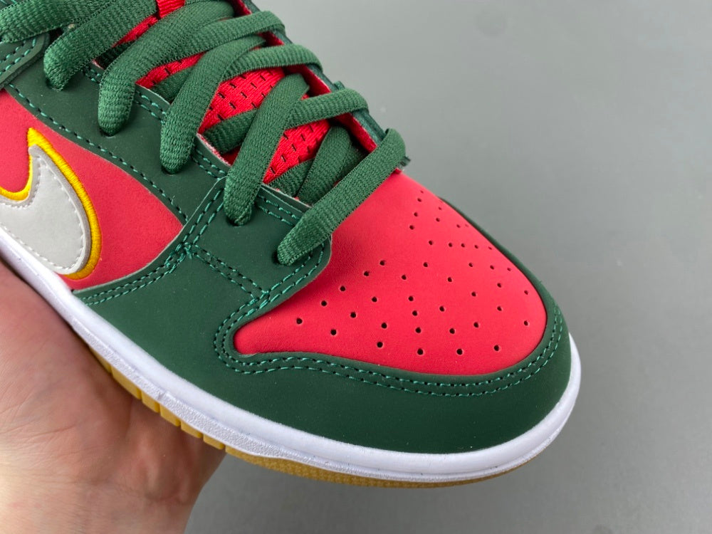 Low Top Sneakers, Red Green Yellow Colorway, Lace Up Design, Casual Gift for Sneaker Fans