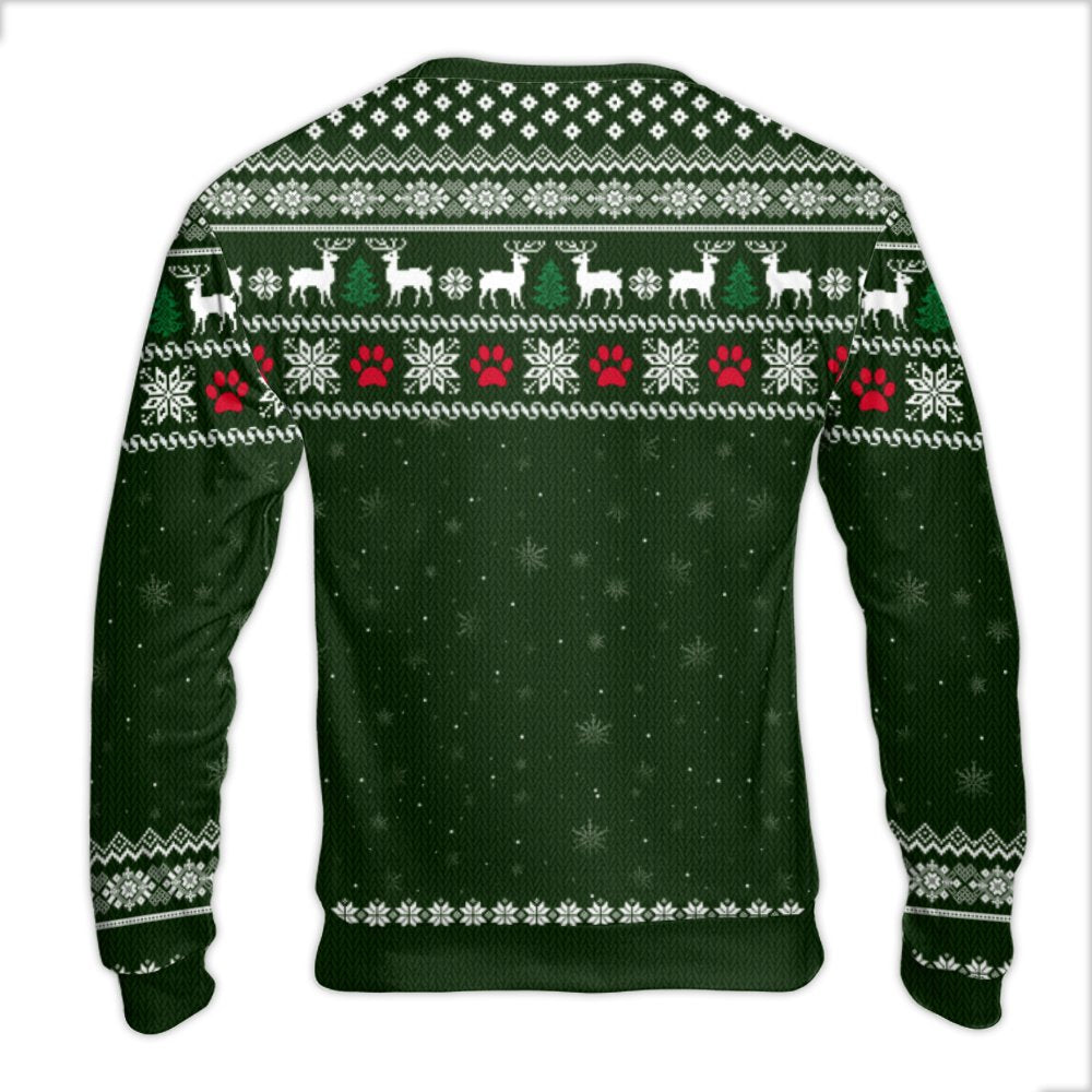 Fair Isle Reindeer Holiday Sweater, Dog Paw Christmas Tree Ugly Sweater, Pet Lover Ugly Christmas Sweater, Festive Winter Cre