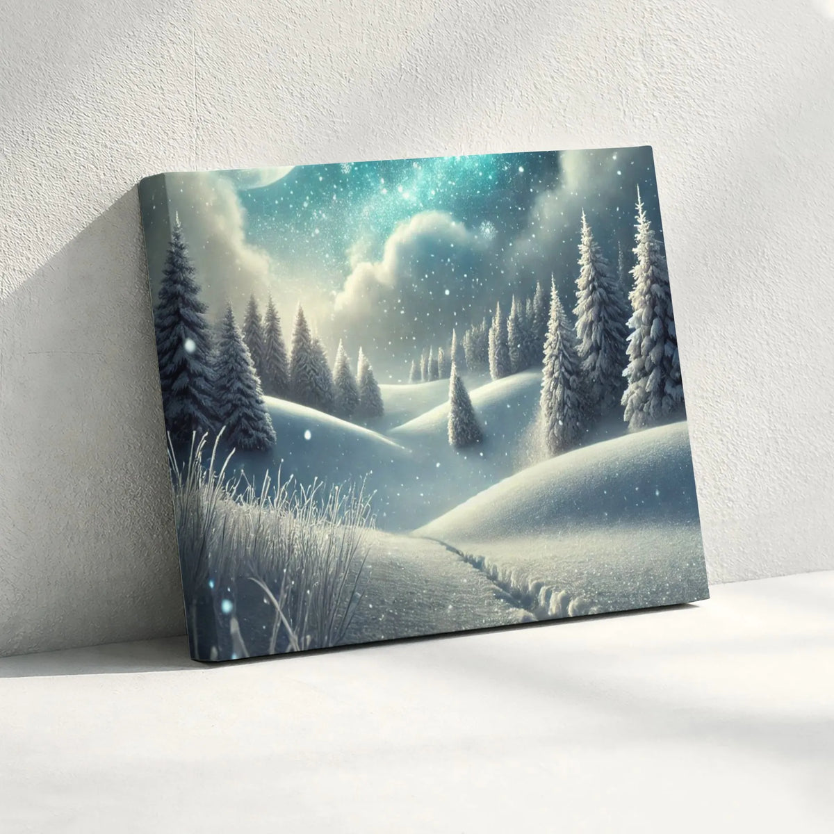 Snowy Pine Tree Landscape Canvas Print, Winter Forest Canvas Wall Art, Winter Nature Wall Decor, Rustic Holiday Canvas, Chris