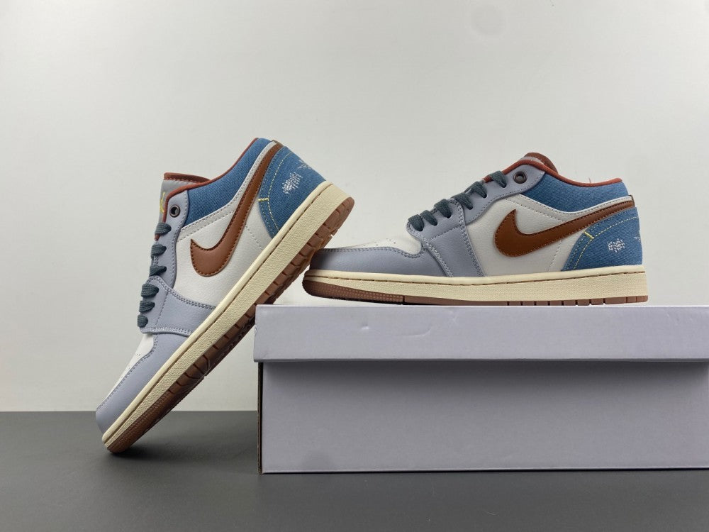 Low Top Sneakers, Blue White Gray Colorway, Lace Up Design, Casual Gift for Sneaker Fans