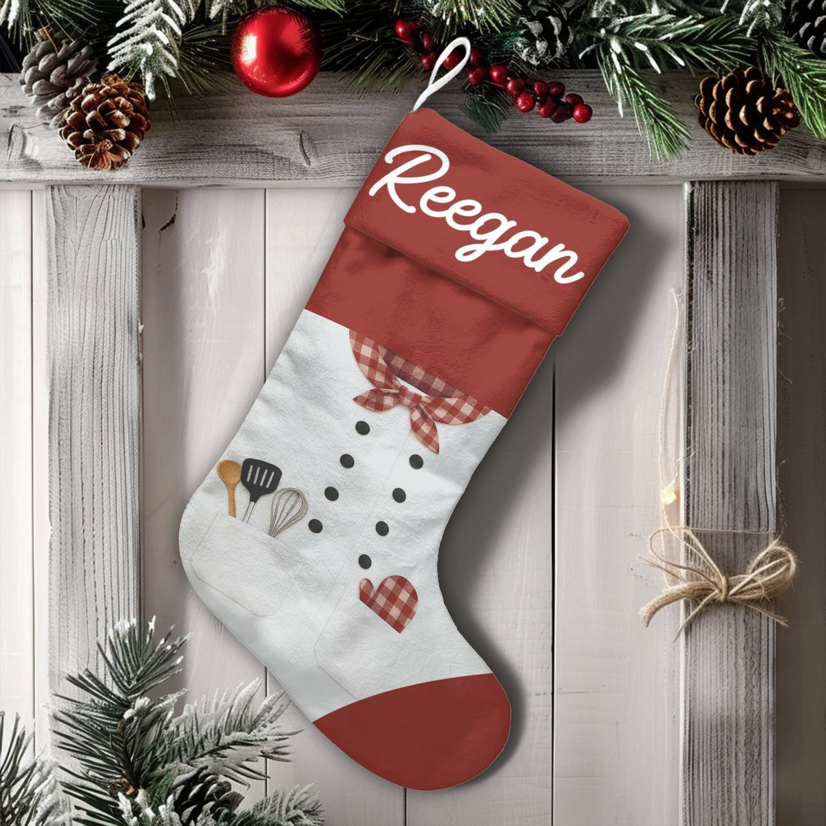 Personalized Baker Holiday Stocking, Chef Christmas Stocking, Custom Cook Christmas Stocking, Culinary Kitchen Decor, Cooking