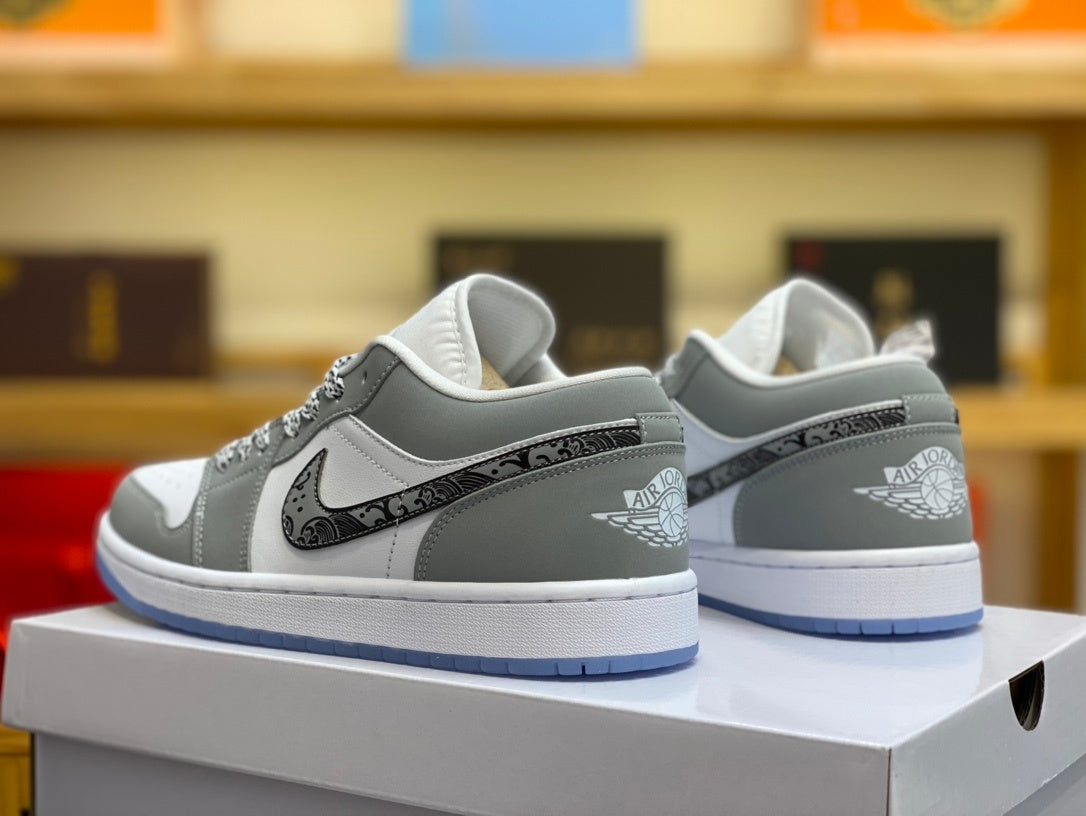 Low Top Sneakers, White Gray Colorway, Lace Up Design, Casual Gift for Sneaker Fans