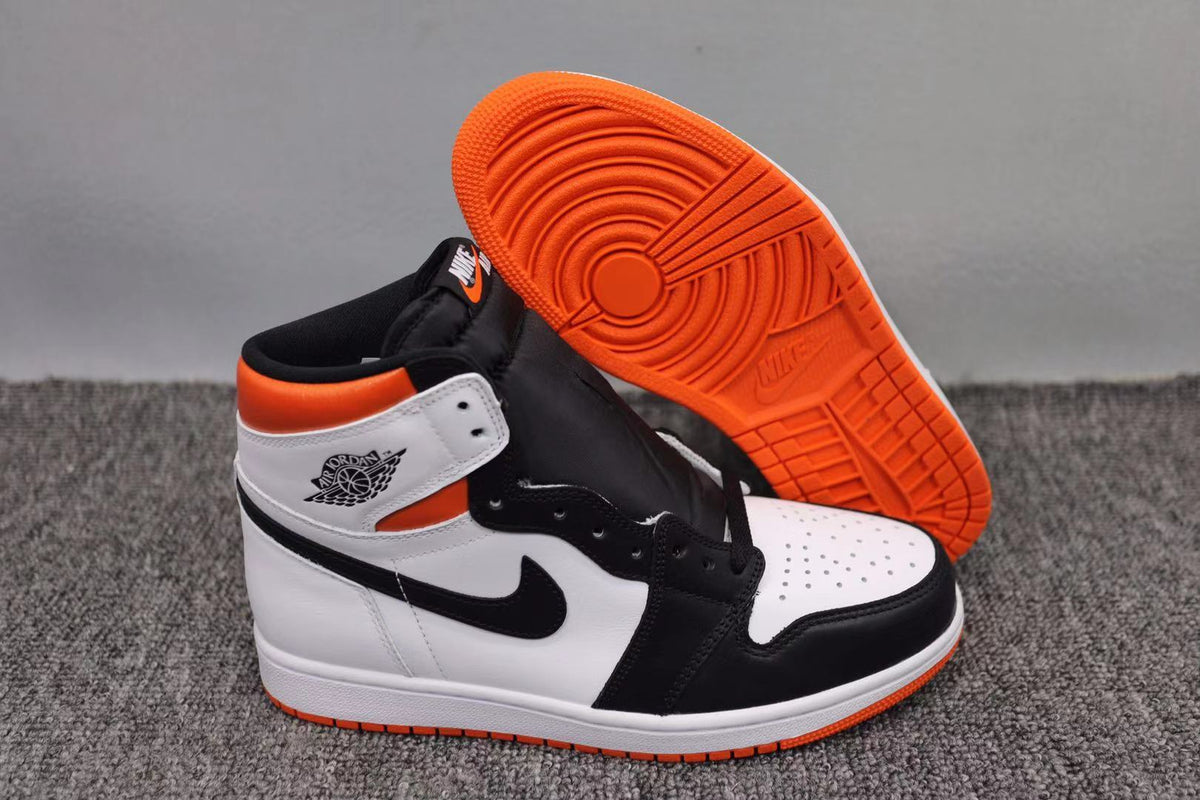 High Top Sneakers, Black White Orange Colorway, Lace Up Design, Casual Gift for Sneaker Fans