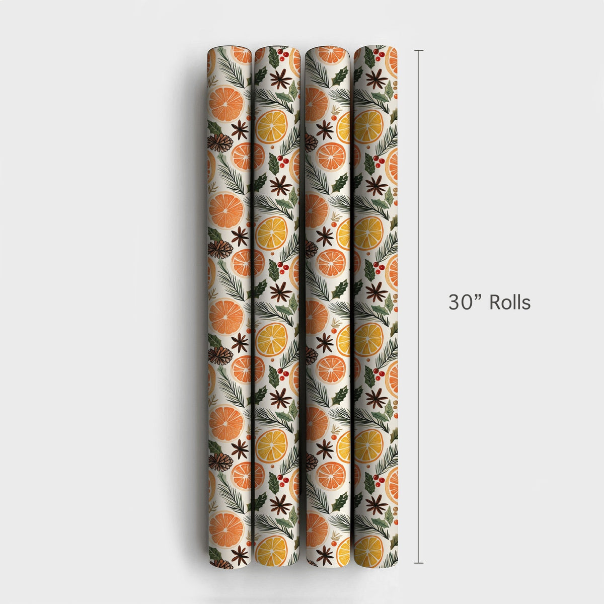 Pinecone Rustic Gift Wrap, Dried Orange Christmas Wrapping Paper, Botanical Winter Holiday Wrapping Paper, Comfy Season Gift 