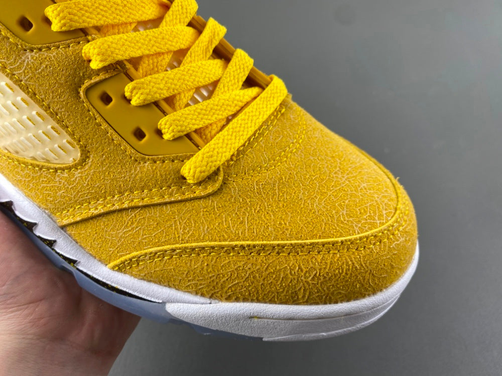 Retro Low Top Sneakers, Yellow Colorway, Cracked Pattern, Lace Up Design, Casual Gift for Sneaker Fans
