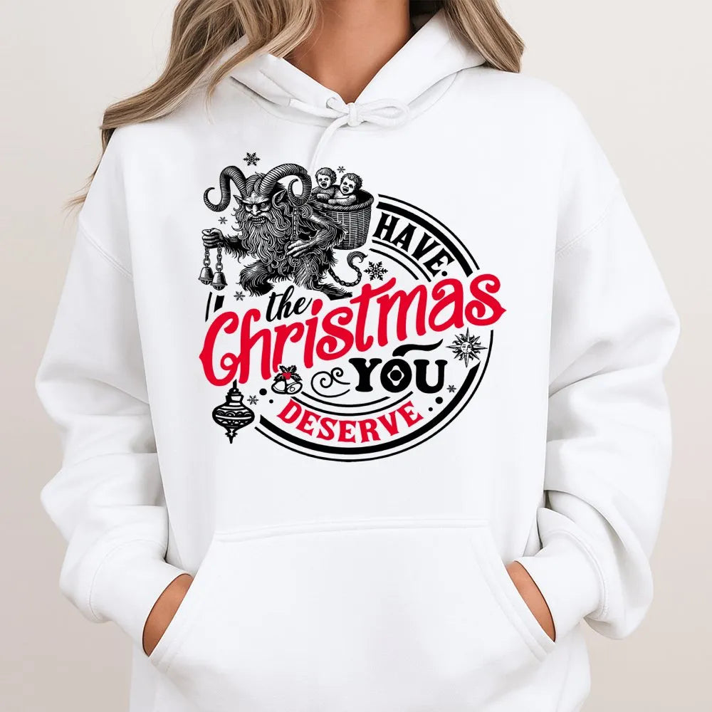 Dark Holiday Horror Hoodie, Krampus Christmas Hoodie, Krampusnacht Pullover Hoodie, Sarcastic Winter Holiday Sweatshirt, Cree