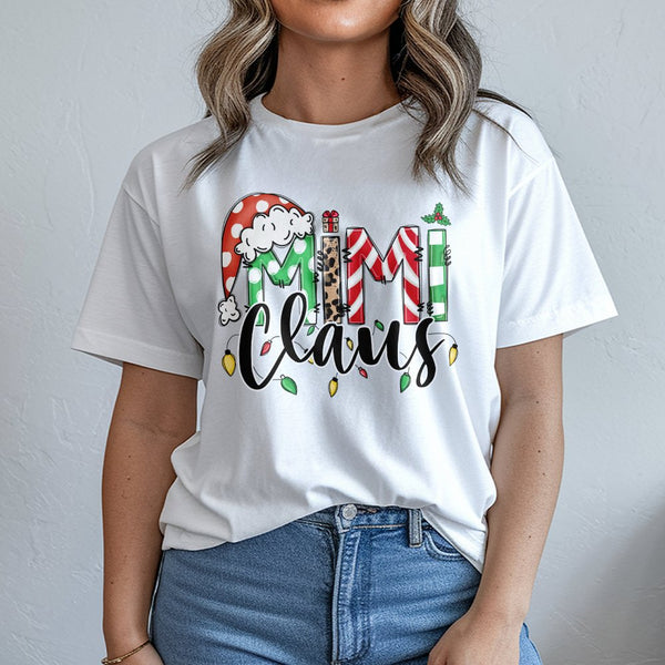 Festive Grandma Claus Shirt, Mimi Claus Christmas T-Shirt, Holiday Graphic Tee, Adorable Christmas Mimi Shirt, Grandma Christ