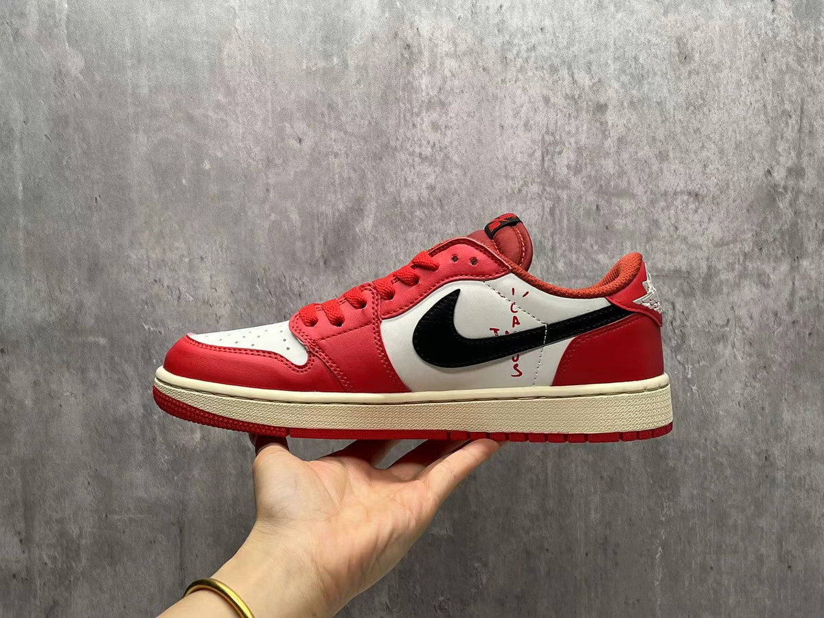 Low Top Sneakers, Red White Colorway, Reverse Hook Design, Lace Up Design, Casual Gift for Sneaker Fans
