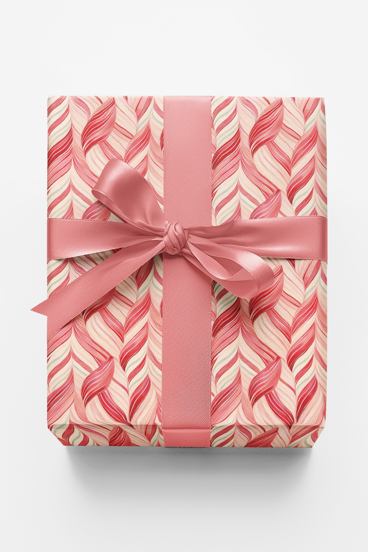 Abstract Red Pink Herringbone Gift Wrap, Candy Cane Wrapping Paper, Holiday Wrapping Paper Roll, Xmas Present Paper, Christma