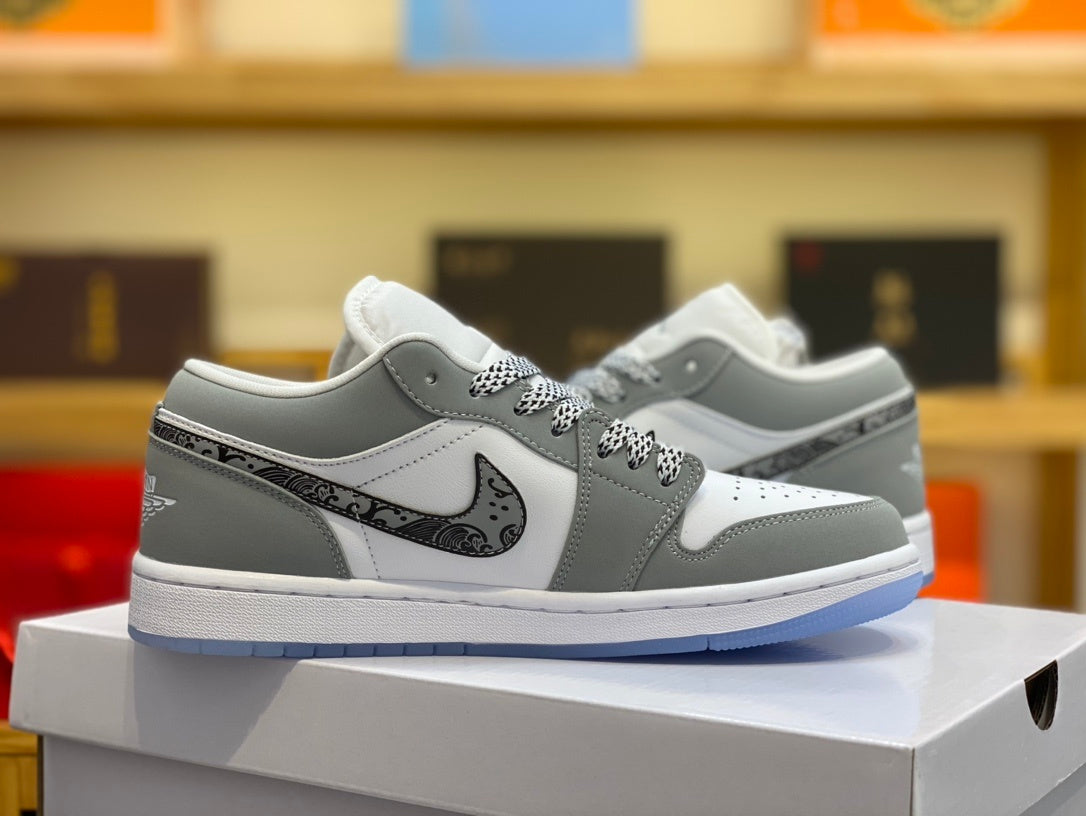 Low Top Sneakers, White Gray Colorway, Lace Up Design, Casual Gift for Sneaker Fans