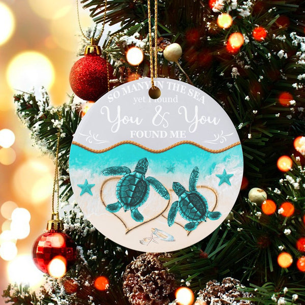 Romantic Sea Turtle Christmas Ornament, Found You and You Found Me Turtle Ornament, Couple Anniversary Keepsake Ornament, Oce