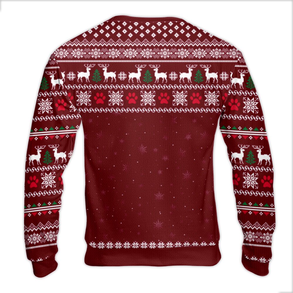 Humorous Paw Print Ugly Sweater, 67% Fluff 33% Christmas Spirit Sweater, Reindeer Dog Lover Holiday Sweater, Adorable Xmas Cr