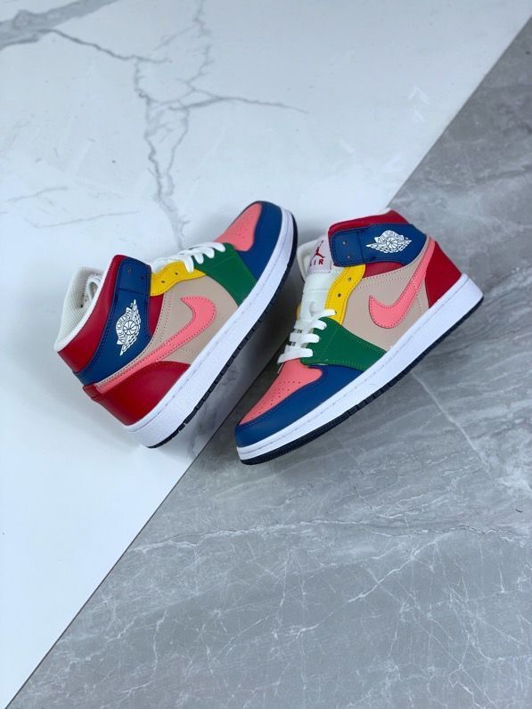 Mid Top Sneakers, Multicolor Colorway, Lace Up Design, Casual Gift for Sneaker Fans