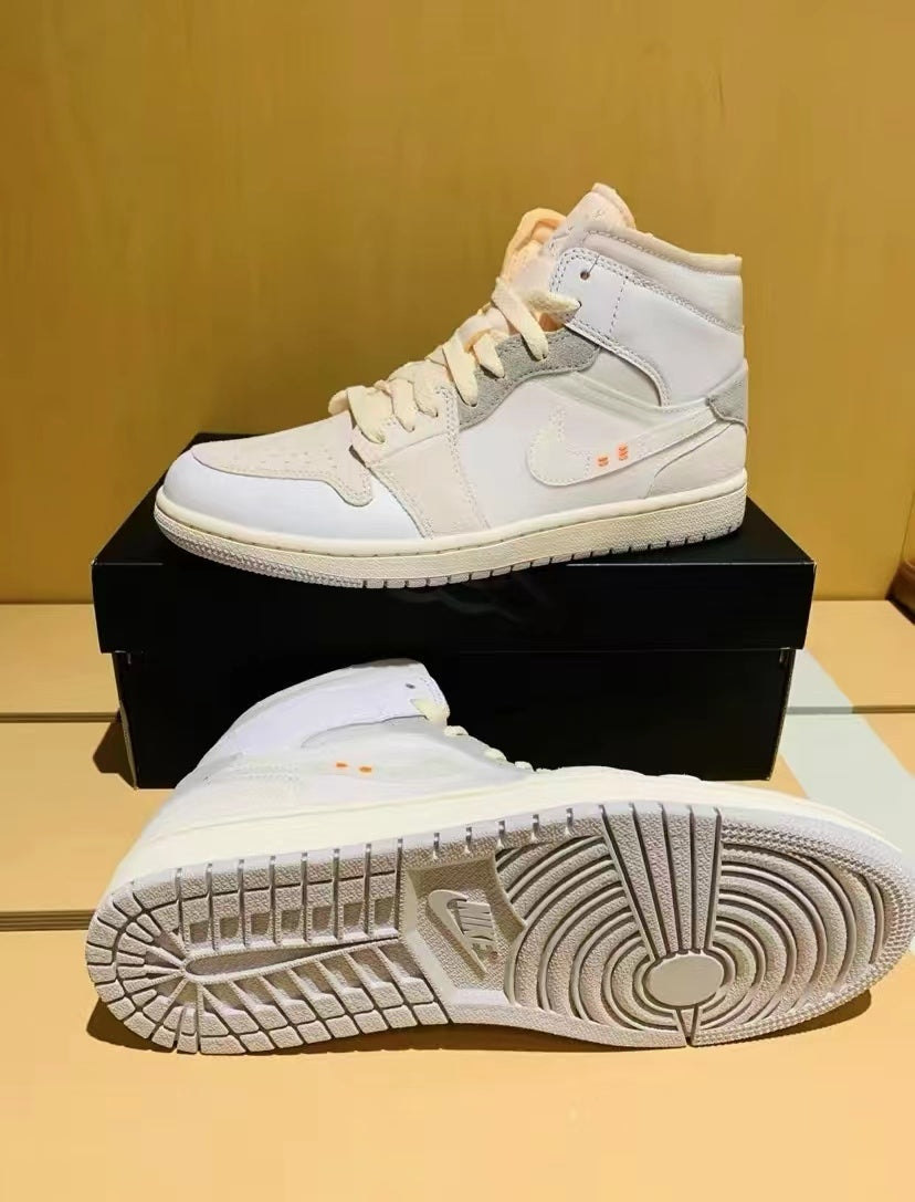 Retro Mid Top Sneakers, White Gray Colorway, Lace Up Design, Casual Gift for Sneaker Fans