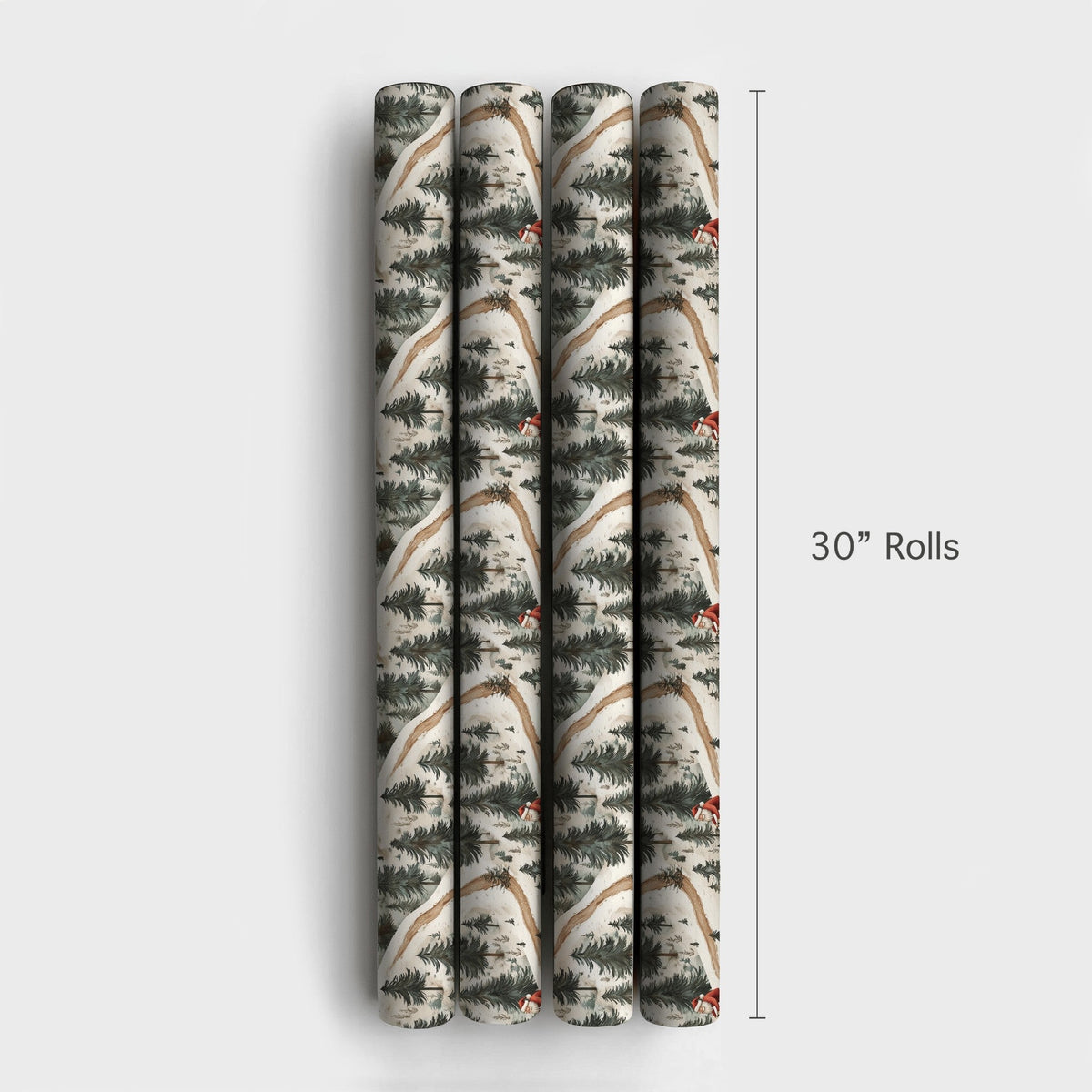MTB Christmas Gift Wrap, Mountain Biking Santa Wrapping Paper, Snowy Forest Bike Holiday Wrapping Paper, Winter Sports Santa 