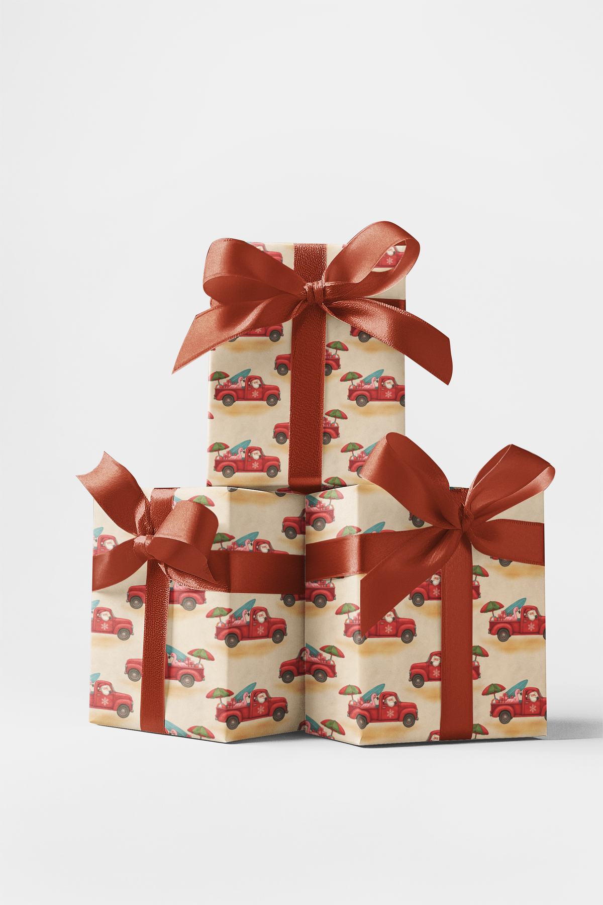 Coastal Christmas Gift Wrap Roll, Surfing Santa Wrapping Paper, Tropical Holiday Gift Wrapping Paper, Beachy Christmas Presen