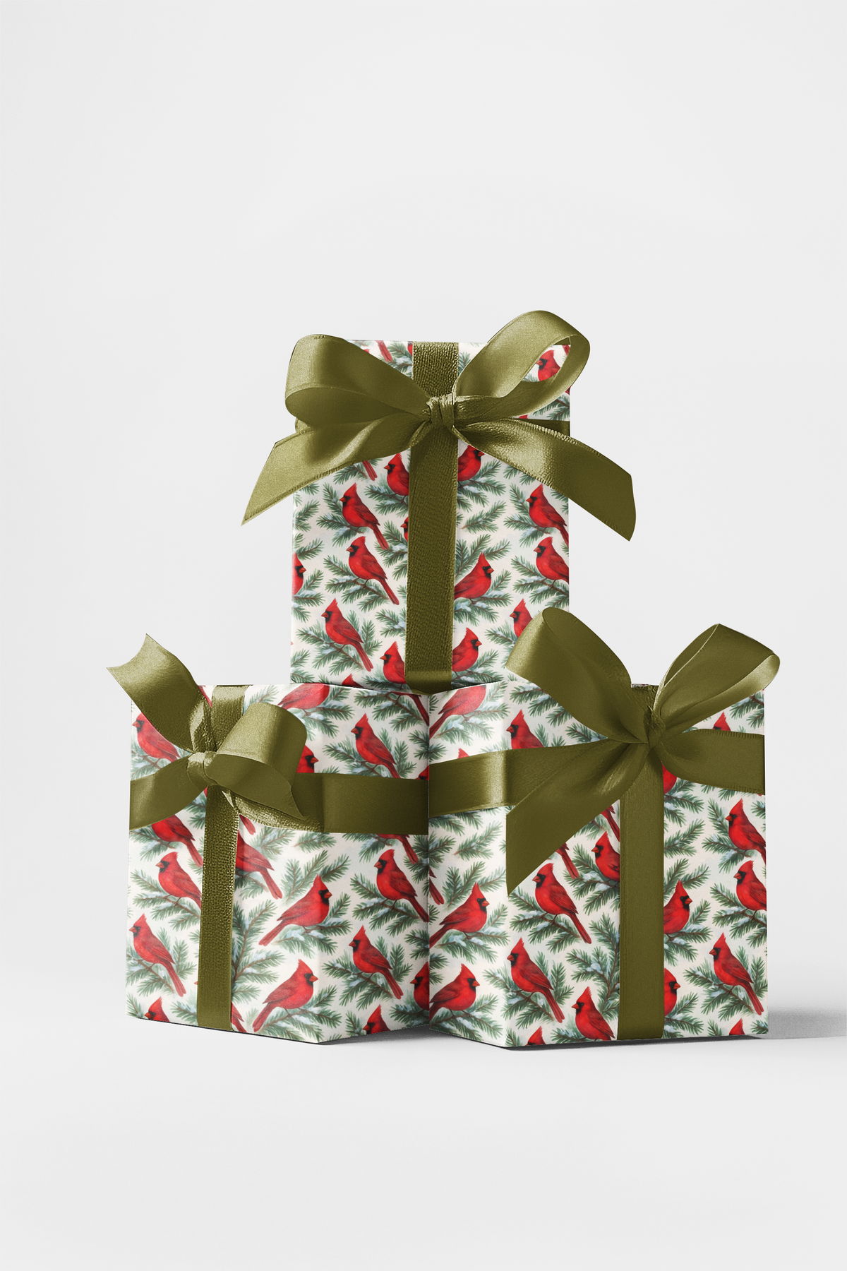 Red Bird Pine Tree Gift Wrap, Winter Cardinal Wrapping Paper, Christmas Cardinal Wrapping Paper, Nature Lover Holiday Gift Wr