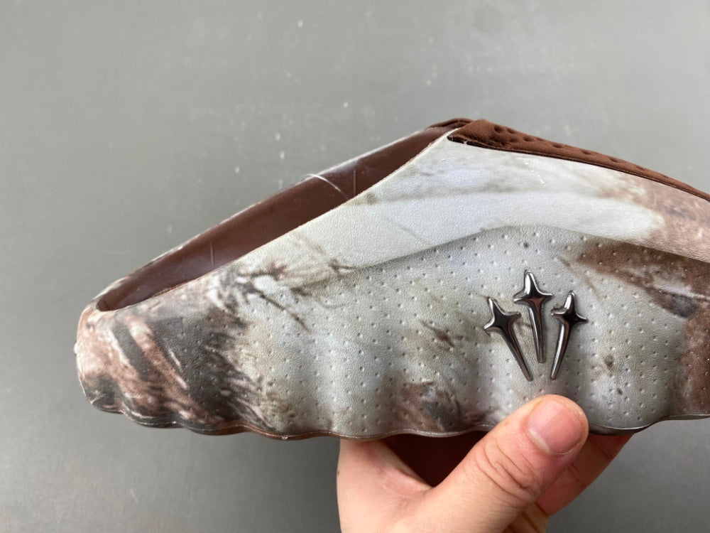 Slides, Gray Brown Colorway, Camouflage Pattern, Slip On Design, Casual Gift for Shoe Lovers