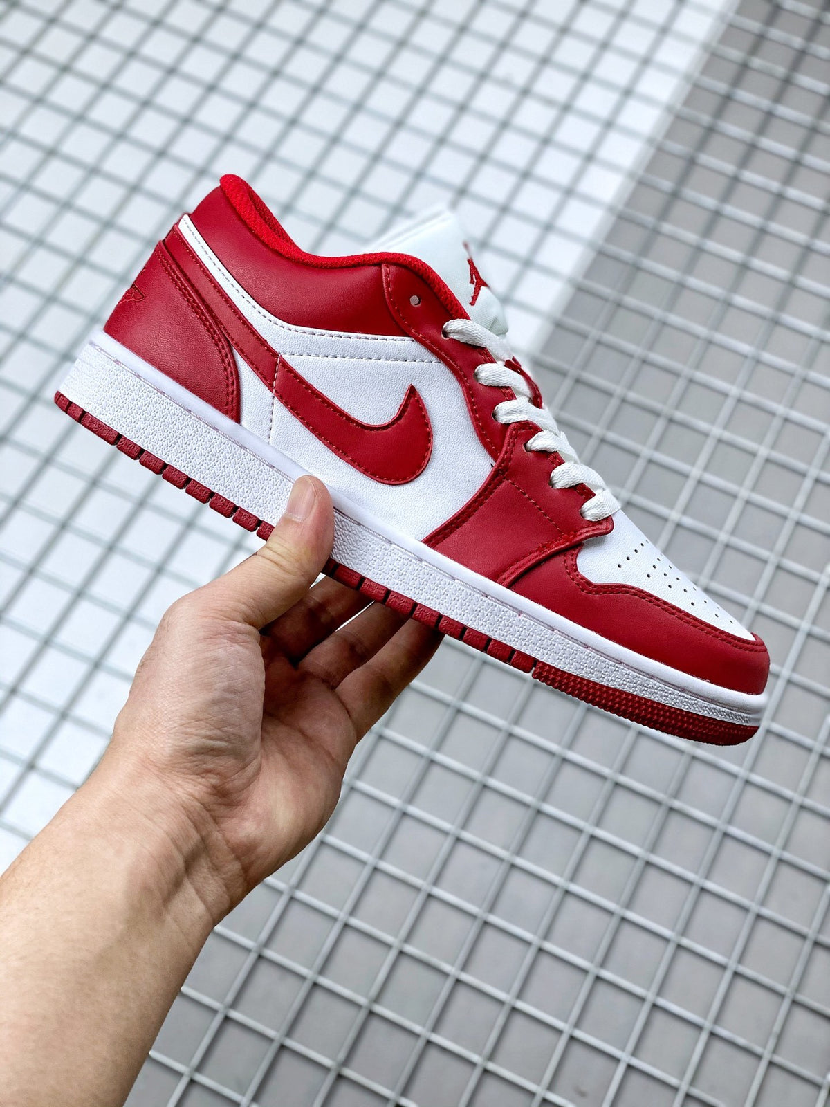Low Top Sneakers, White Red Gold Colorway, Lace Up Design, Casual Gift for Sneaker Fans