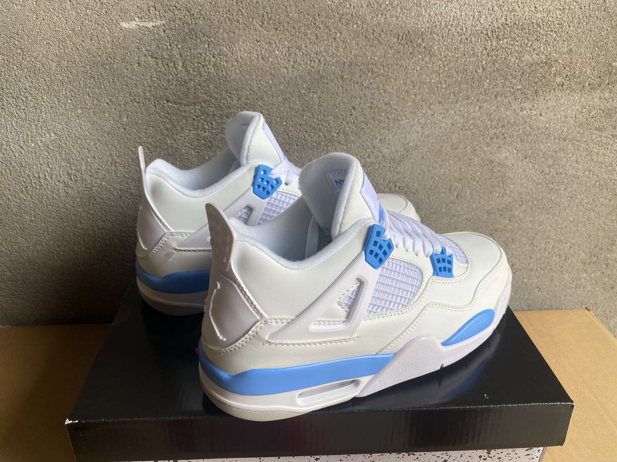 Mid Top Sneakers, White Blue Colorway, Lace Up Design, Casual Gift for Sneaker Fans
