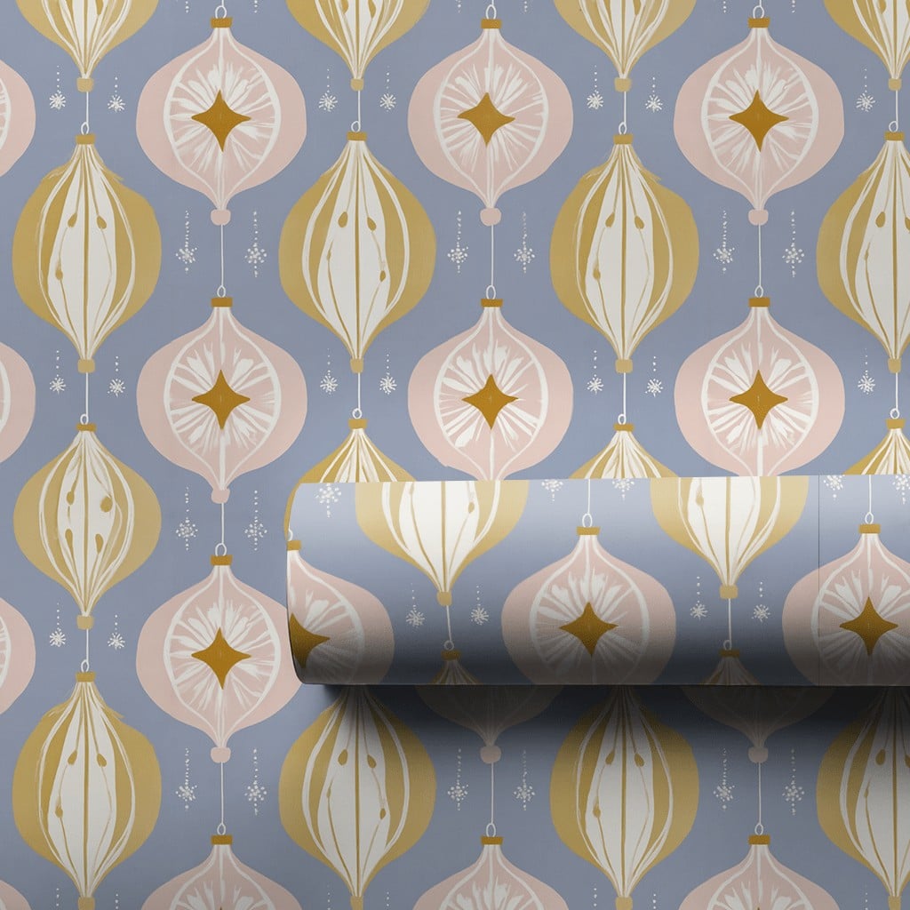 Retro Ornament Gift Wrap, Mid Century Modern Christmas Wrapping Paper, MCM Christmas Wrapping Paper, Vintage Holiday Gift Wra
