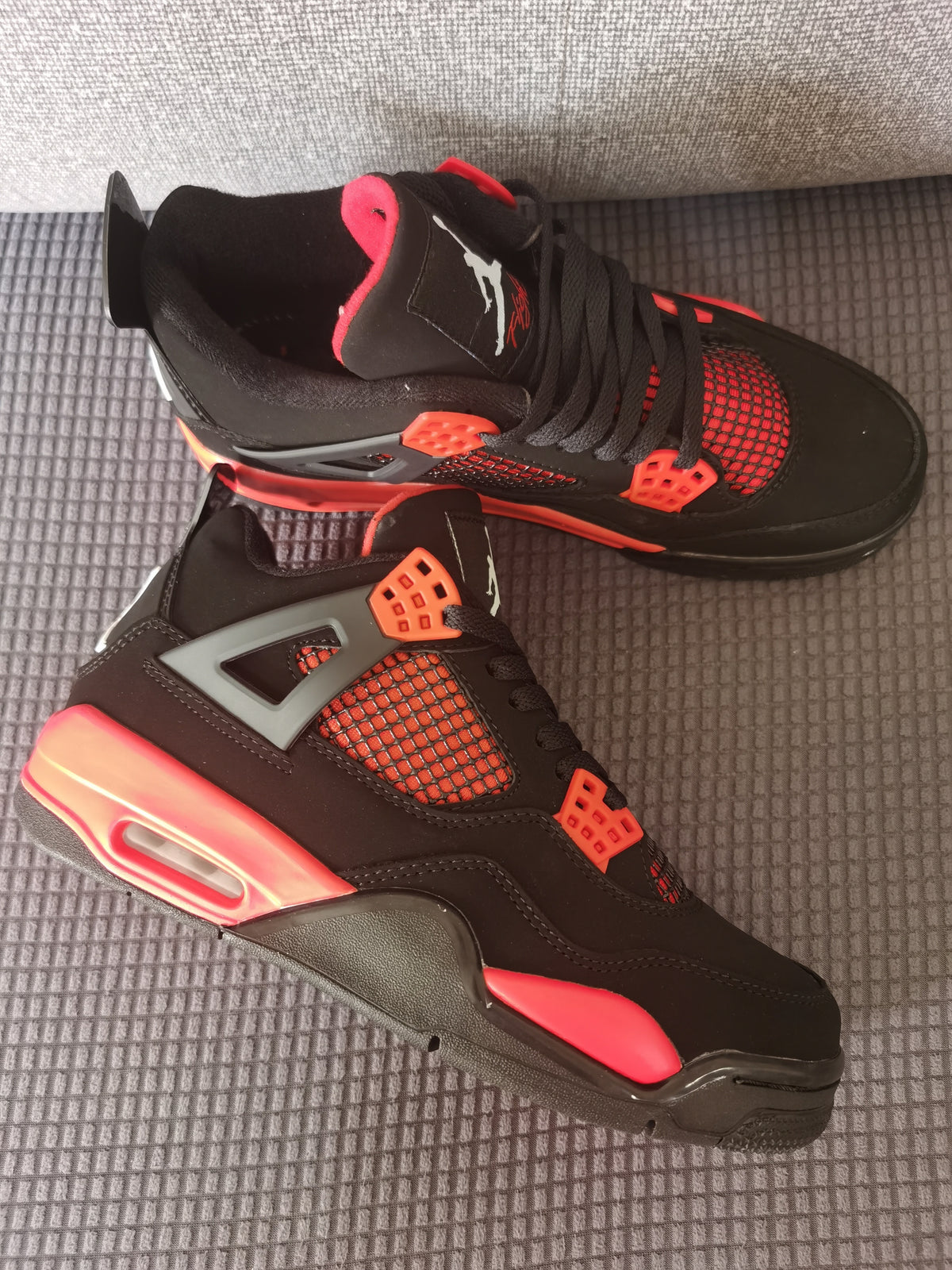 Retro Sneakers, Black Red Colorway, Lace Up Design, Casual Gift for Sneaker Fans