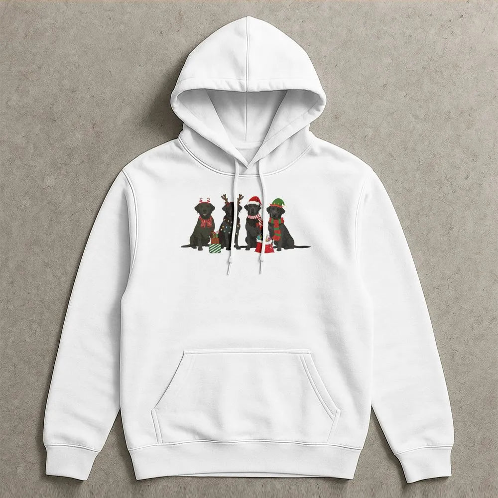 Festive Dog Lover Hoodie, Black Labrador Christmas Hoodie, Retro Lab Holiday Sweatshirt, Adorable Xmas Labrador Pullover Hood