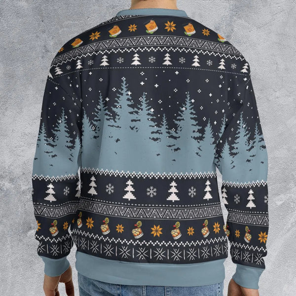 Retro Drink Holiday Sweater, Old Fashioned Cocktail Ugly Christmas Sweatshirt, Humorous Bartender Xmas Crewneck, Holiday Cock