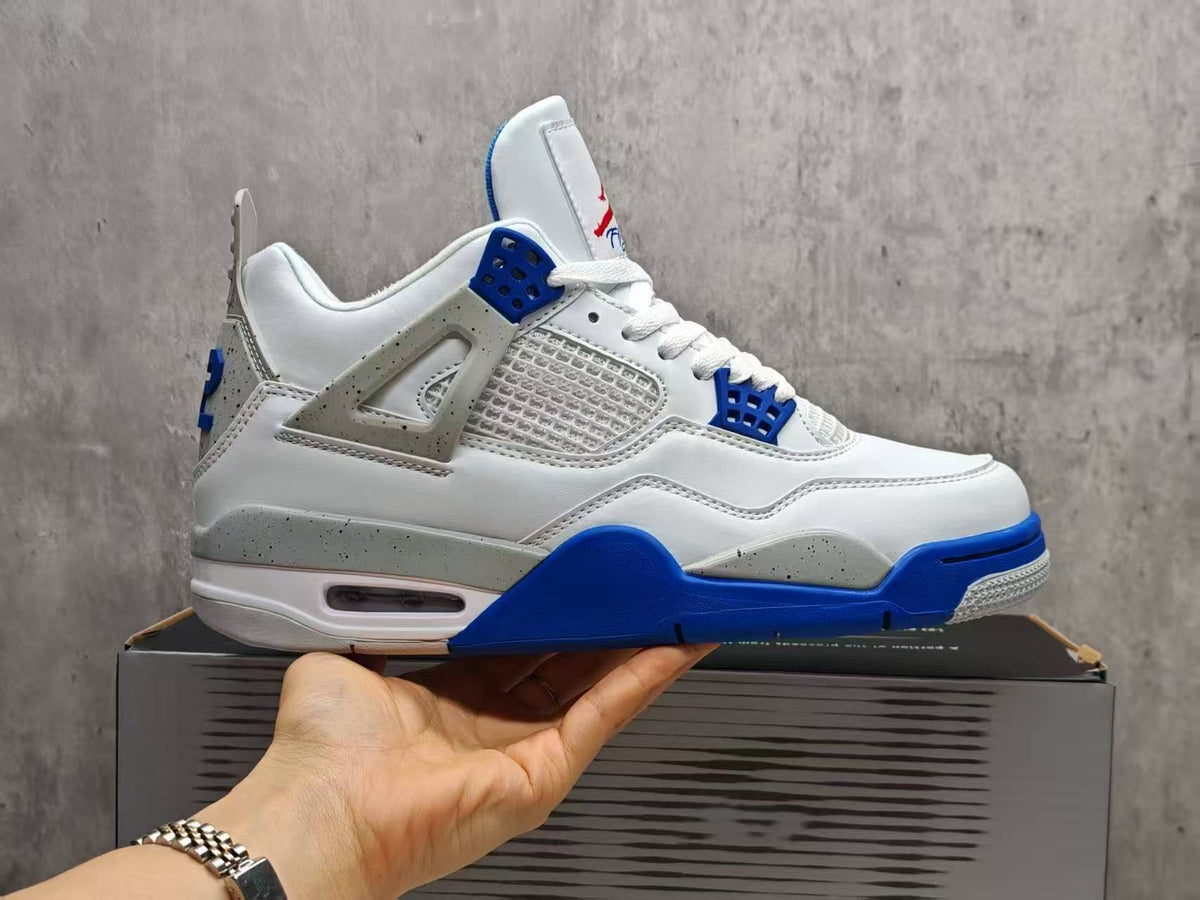 High Top Sneakers, White Blue Gray Colorway, Lace Up Design, Casual Gift for Sneaker Fans