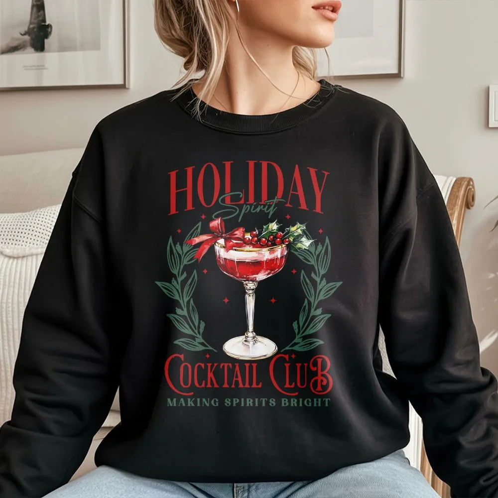 Christmas Cocktail Crewneck, Holiday Cocktail Club Sweatshirt, Festive Drink Graphic Sweater, Winter Party Pullover, Holiday 