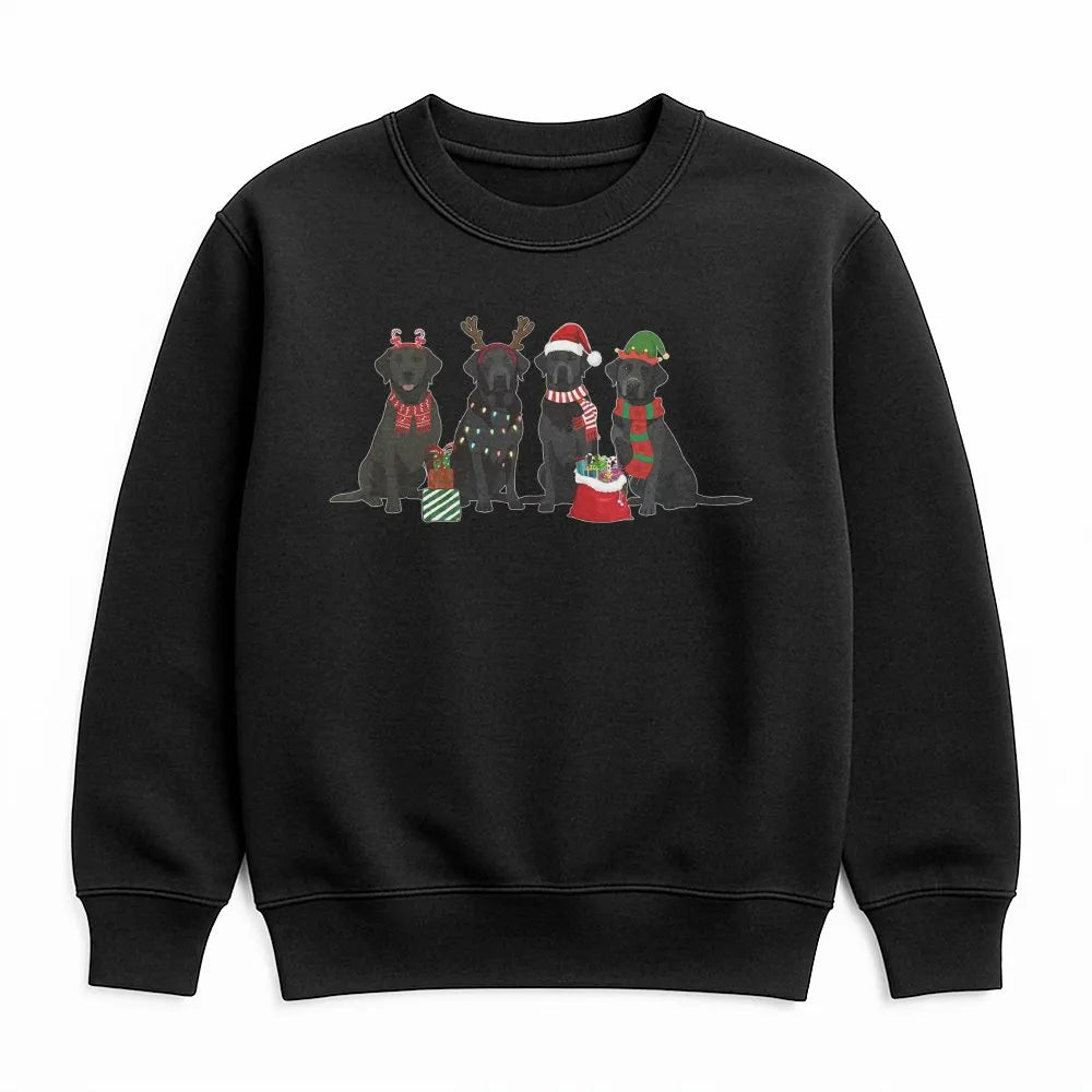 Festive Labrador Retriever Sweatshirt, Christmas Black Lab Sweatshirt, Holiday Dog Lover Sweatshirt, Adorable Xmas Dog Graphi
