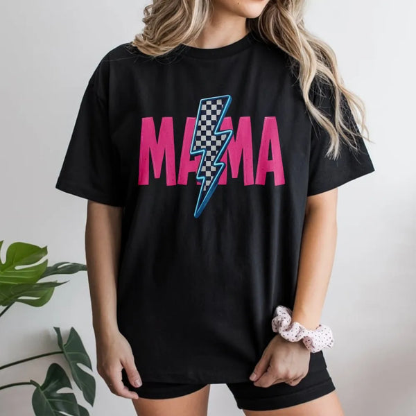Mama Graphic T-Shirt | Retro Neon Typography Design | 100% Soft Cotton | Gift for Mom and Cool Mom Apparel