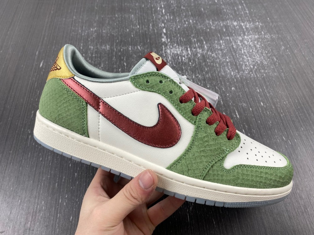 Low Top Sneakers, White Red Green Gold Colorway, Lace Up Design, Casual Gift for Sneaker Fans