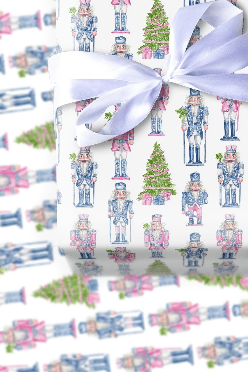 Watercolor Nutcracker Ballet Gift Wrap, Nutcracker Christmas Wrapping Paper, Festive Tree Holiday Wrapping Paper, Pastel Holi