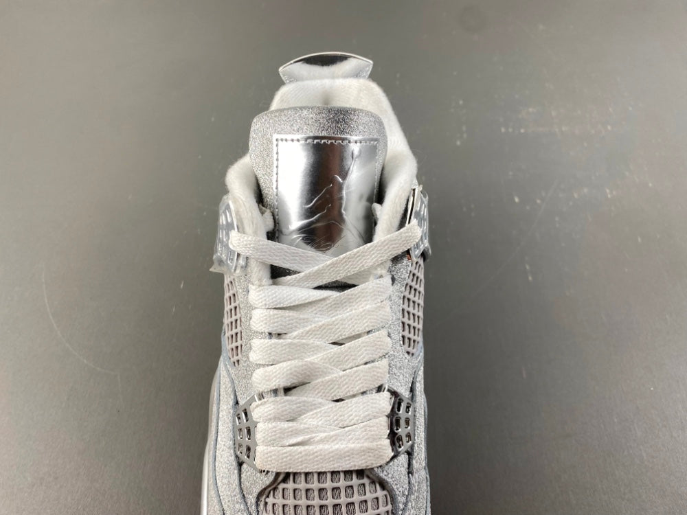 Retro Mid Top Sneakers, Silver Colorway, Metallic Finish, Lace Up Design, Casual Gift for Sneaker Fans