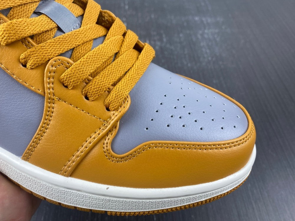 Low Top Sneakers, Yellow Gray Colorway, Lace Up Design, Casual Gift for Sneaker Fans