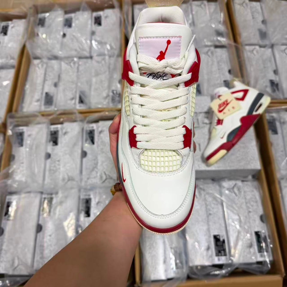 Low Top Sneakers, White Black Red Colorway, Lace Up Design, Casual Gift for Sneaker Fans