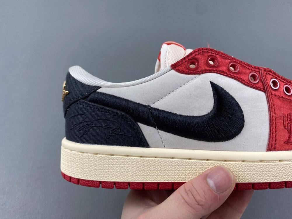 Low Top Sneakers, Red Black Beige Colorway, Lace Up Design, Casual Gift for Sneaker Fans