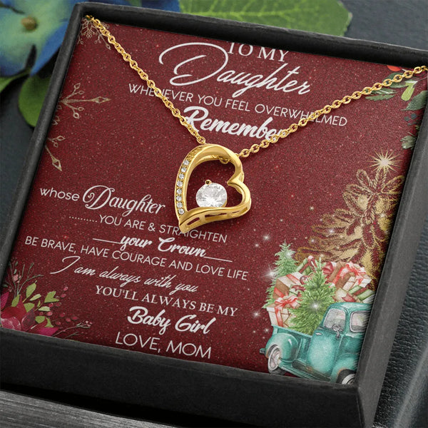 Cubic Zirconia Pendant Necklace, Forever Love Heart Necklace for Daughter, 14K Gold Chain Necklace, Birthday Christmas Presen
