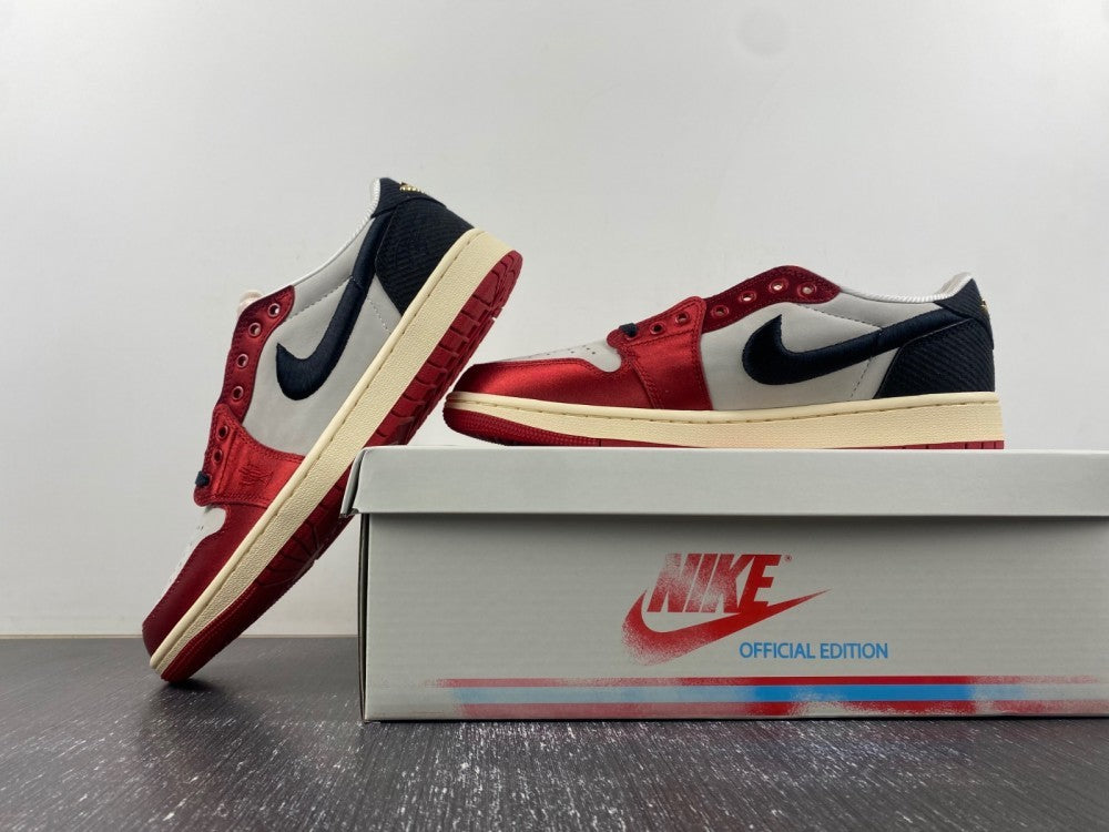 Low Top Sneakers, White Red Colorway, Lace Up Design, Casual Gift for Sneaker Fans