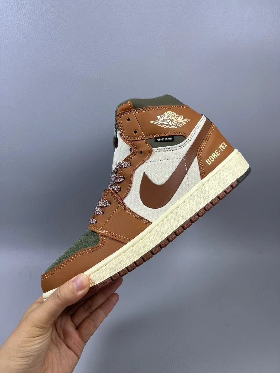 High Top Sneakers, Green Brown Colorway, Lace Up Design, Casual Gift for Sneaker Fans